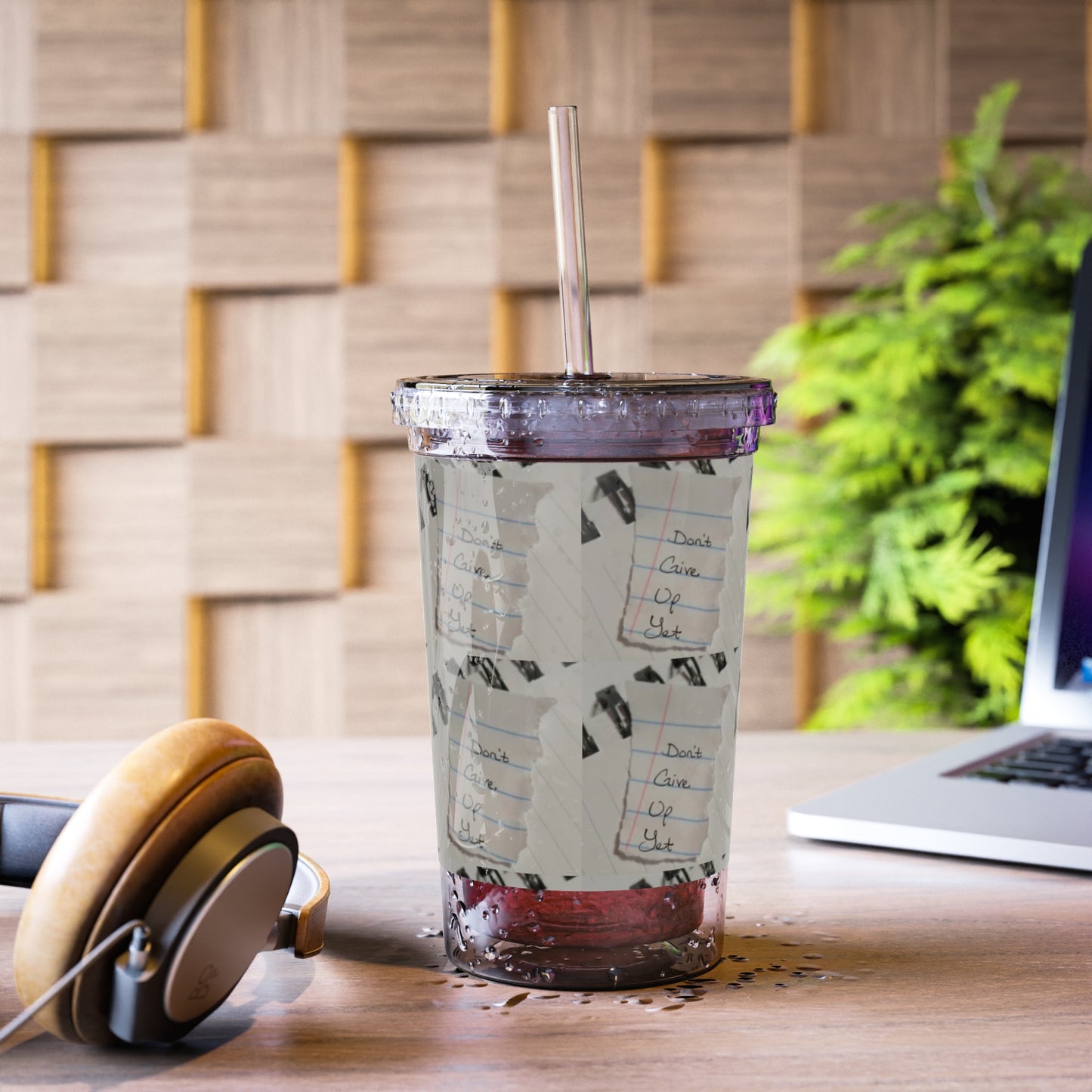 Add a Splash of Style to Every Sip! "Don't Give Up" Acrylic Cup