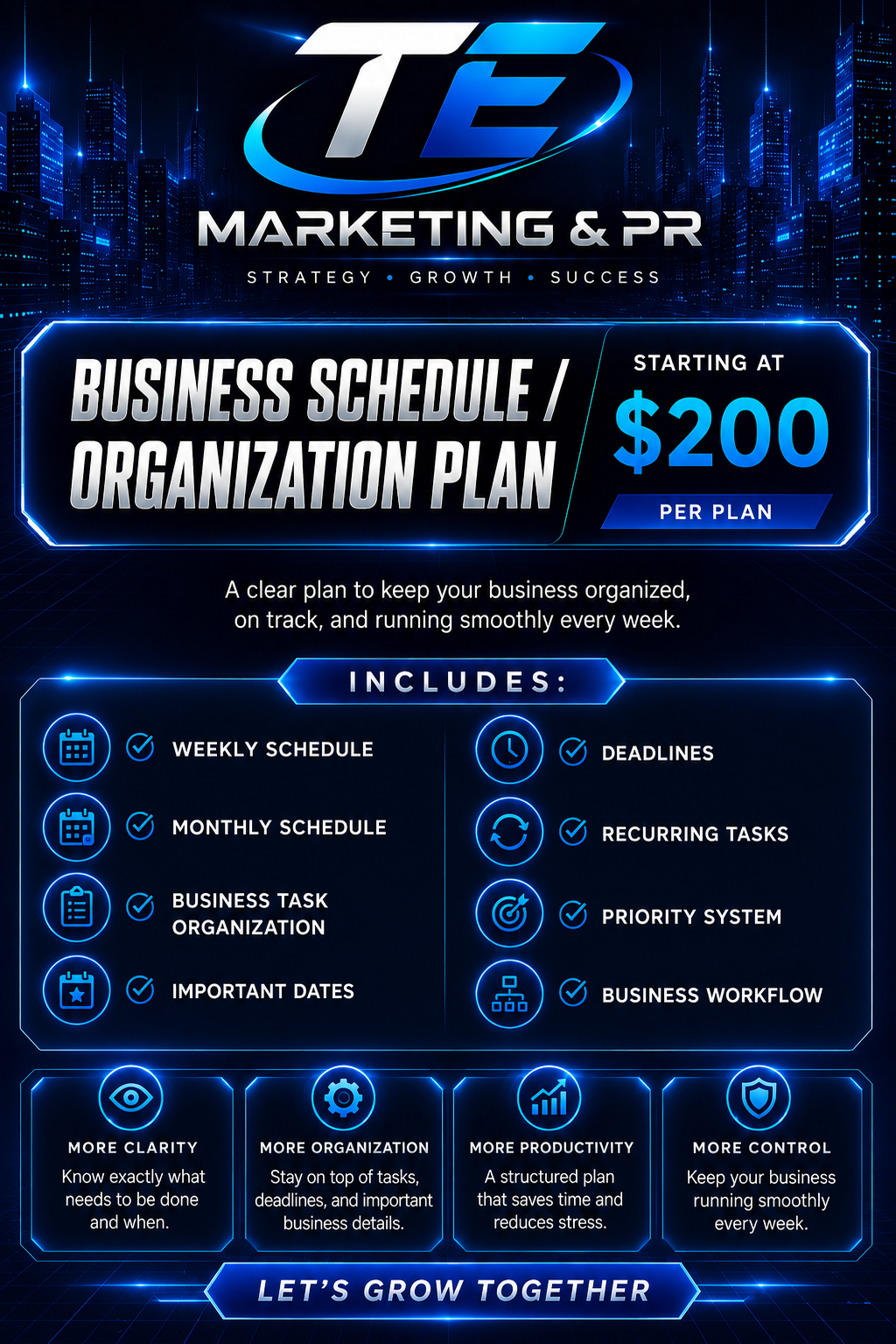 Business Schedule & Organization Plan