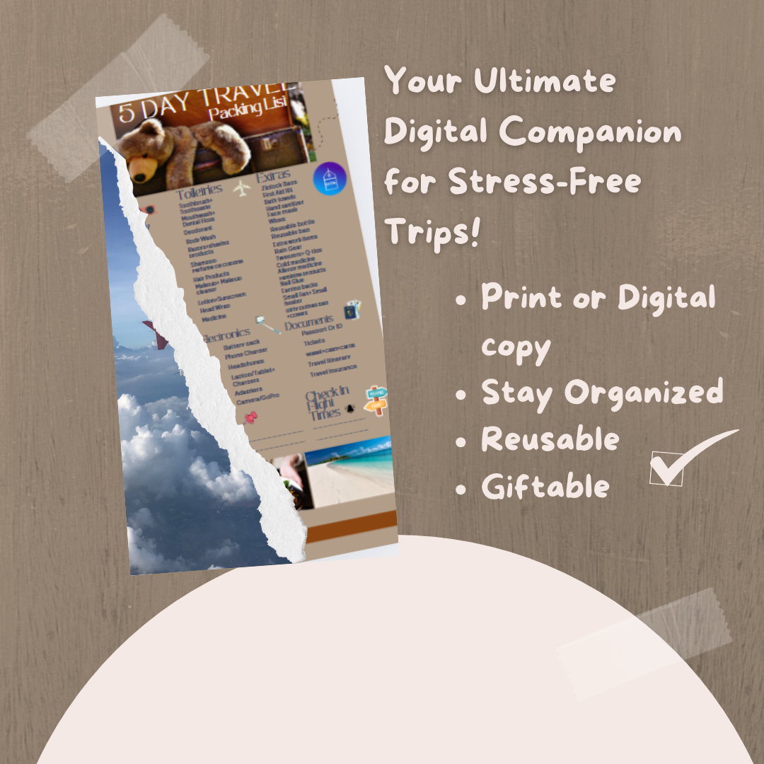 5-Day Travel Packing List – Your Ultimate Digital Companion for Stress Free Trips!