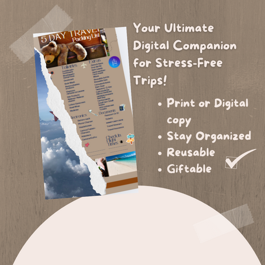 5-Day Travel Packing List – Your Ultimate Digital Companion for Stress Free Trips!